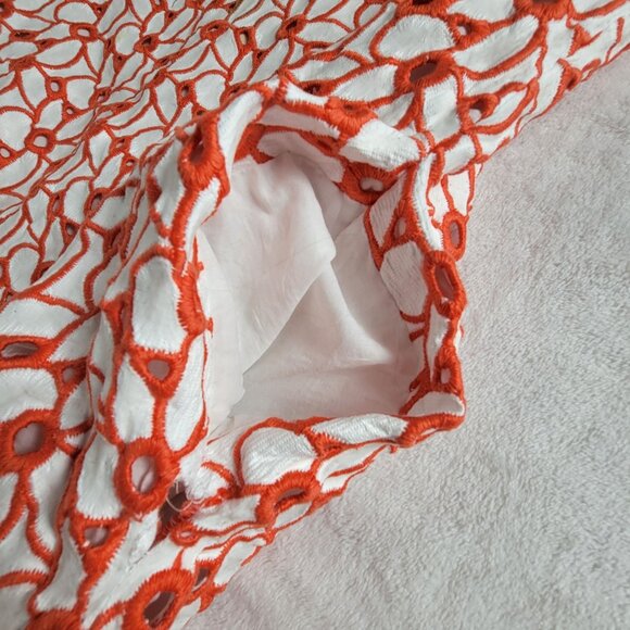 Ann Mashburn Women Sleeveless Floral Embroidered Mini Dress Medium Orange Cotton - Picture 8 of 11